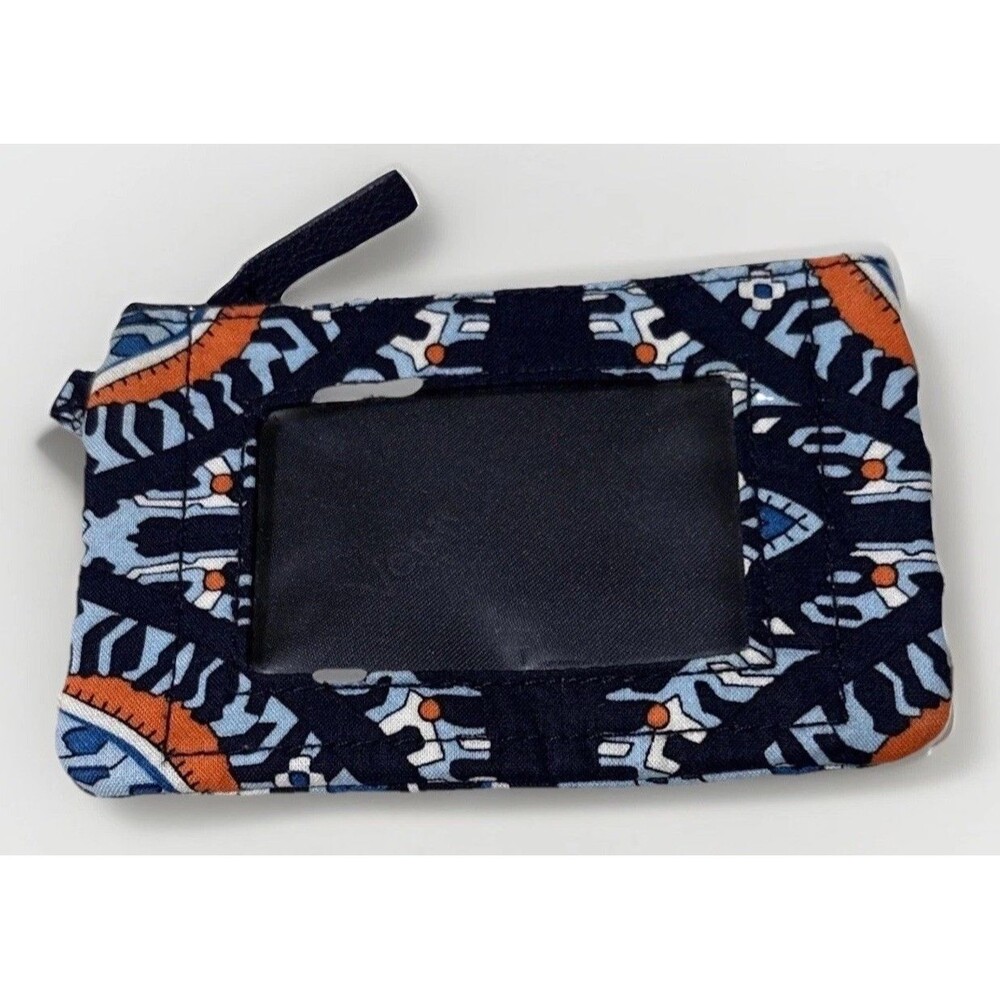 Vera Bradley ID Holder/Coin Purse Blue Paisley Zip Closure Missing Key Ring